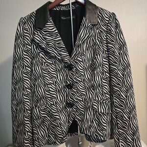 Dana Buchman Ladies Zebra Striped Wool Lined 3 Button Jacket (Size 10)
